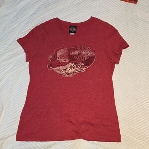 Harley-Davidson Crimson Tee with Skull Design